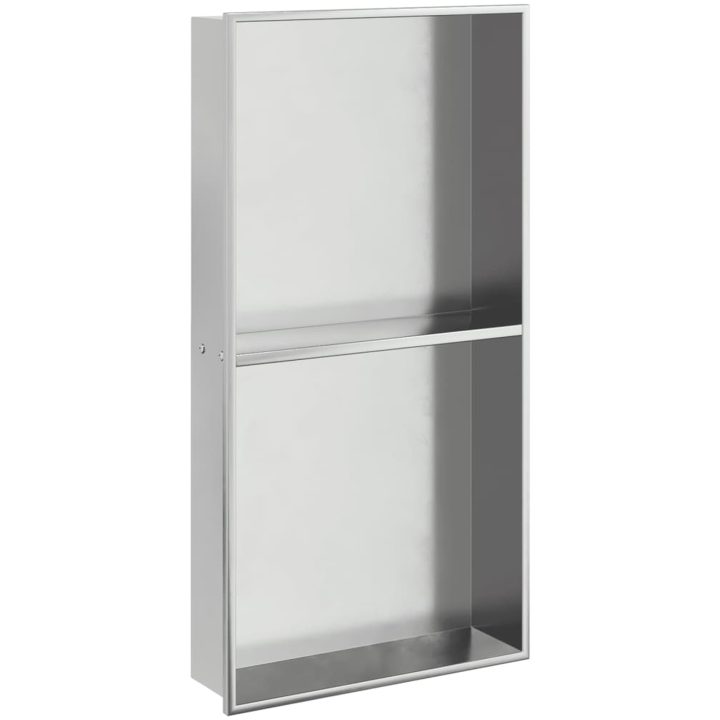 Duschnisch borstad silver 32x62x9 cm rostfritt stål vidaXL – bild 2