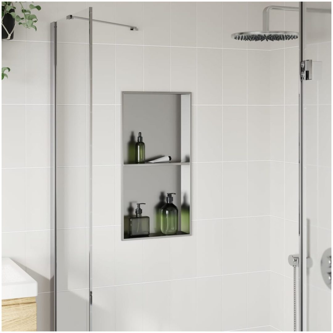 Duschnisch borstad silver 32x62x9 cm rostfritt stål vidaXL – bild 3