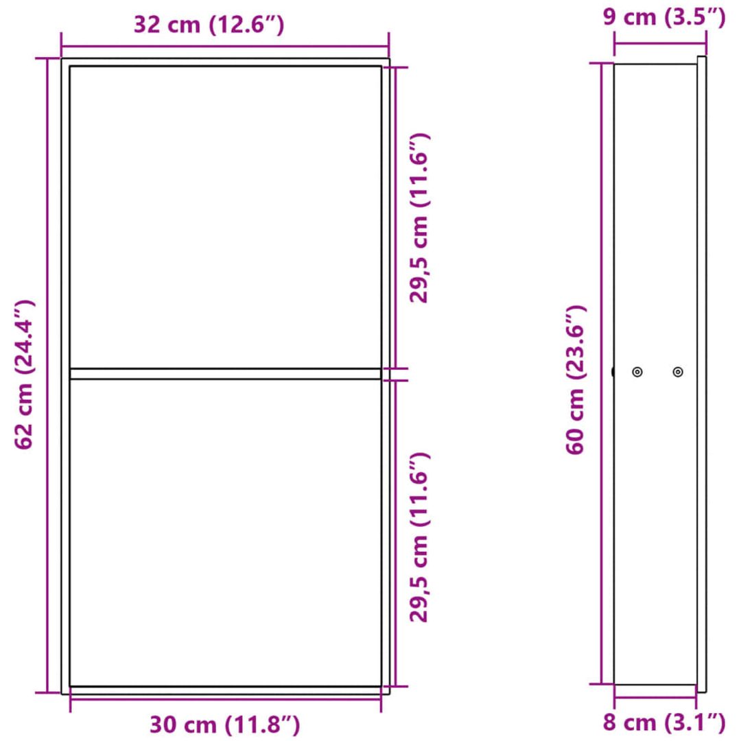 Duschnisch borstad silver 32x62x9 cm rostfritt stål vidaXL – bild 8