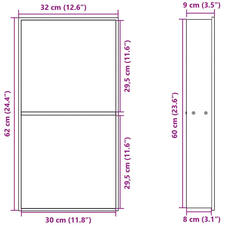 Duschnisch borstad silver 32x62x9 cm rostfritt stål vidaXL – bild 8