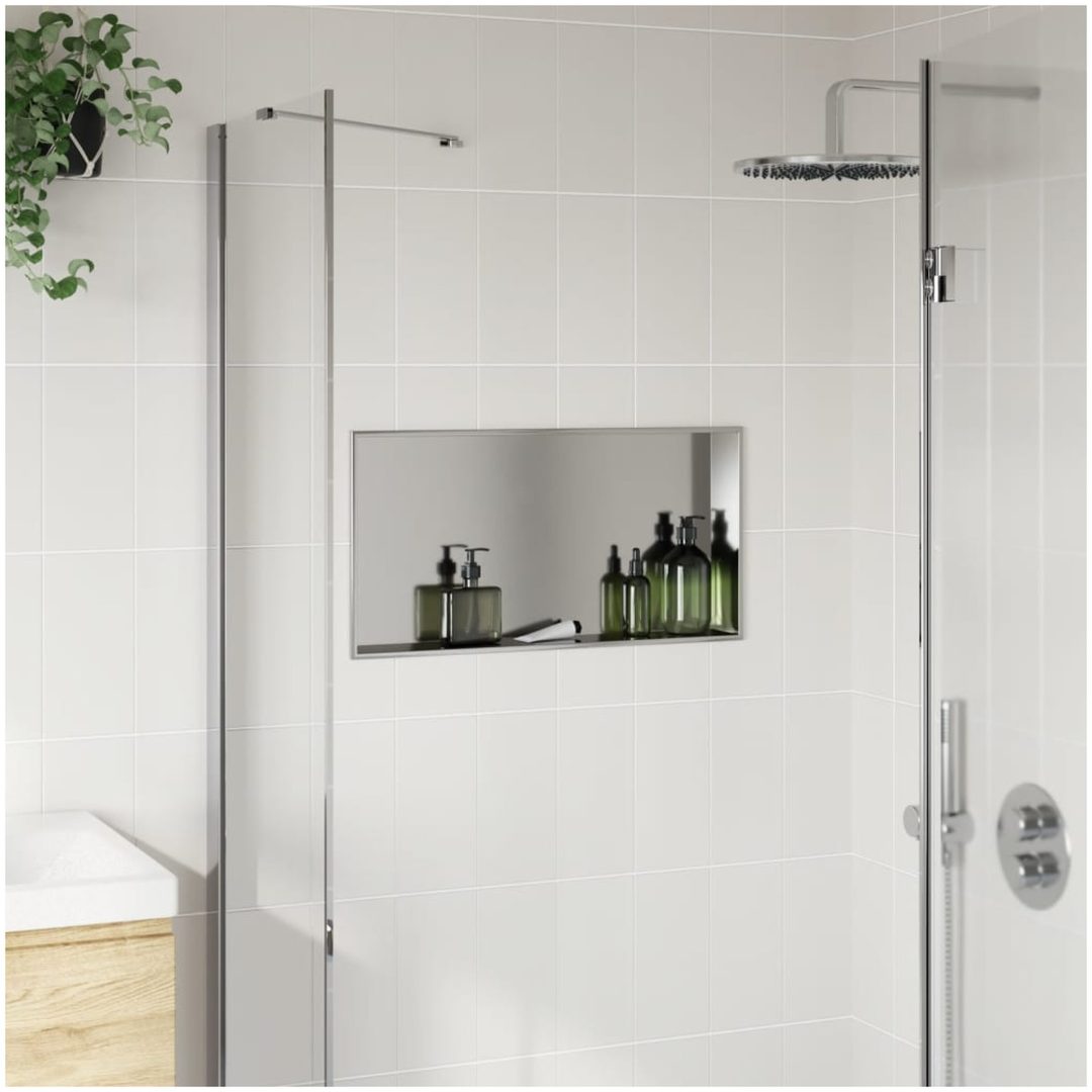 Duschnisch borstad silver 62x32x9 cm rostfritt stål vidaXL – bild 3