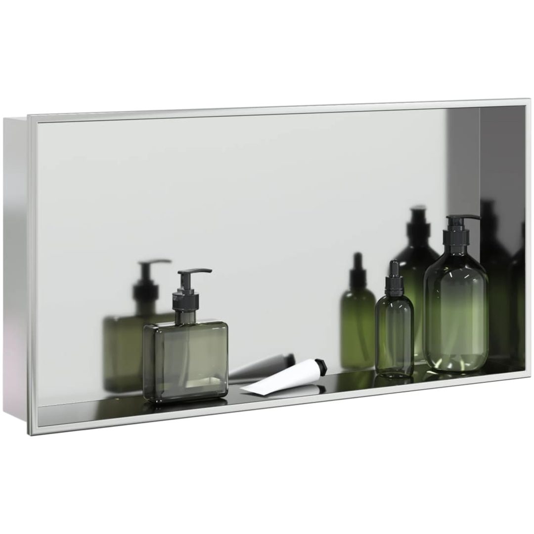 Duschnisch borstad silver 62x32x9 cm rostfritt stål vidaXL