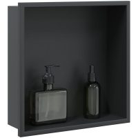 Duschnisch matt svart 32x32x9 cm rostfritt stål vidaXL