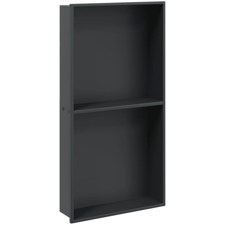 Duschnisch matt svart 32x62x9 cm rostfritt stål vidaXL – bild 2