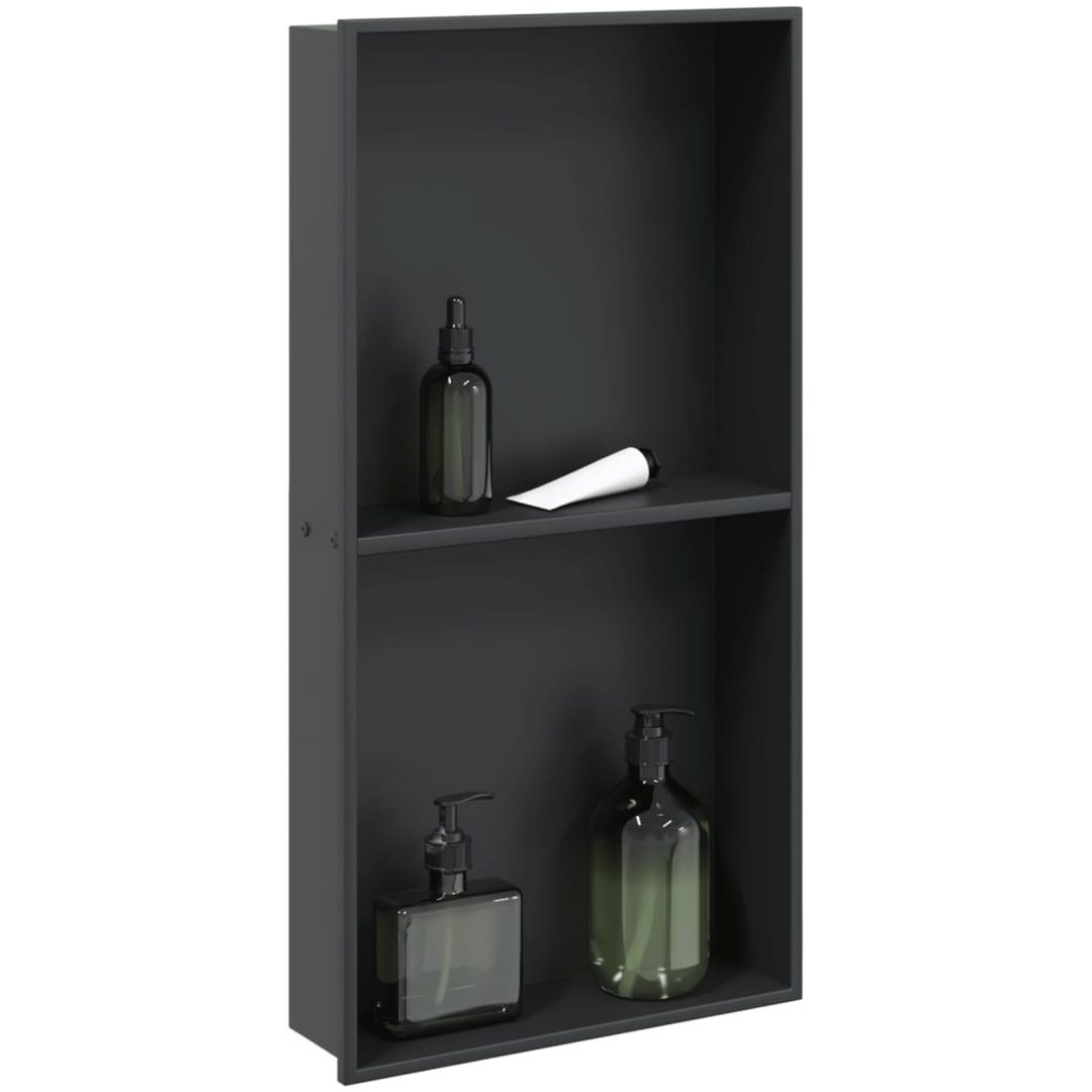 Duschnisch matt svart 32x62x9 cm rostfritt stål vidaXL
