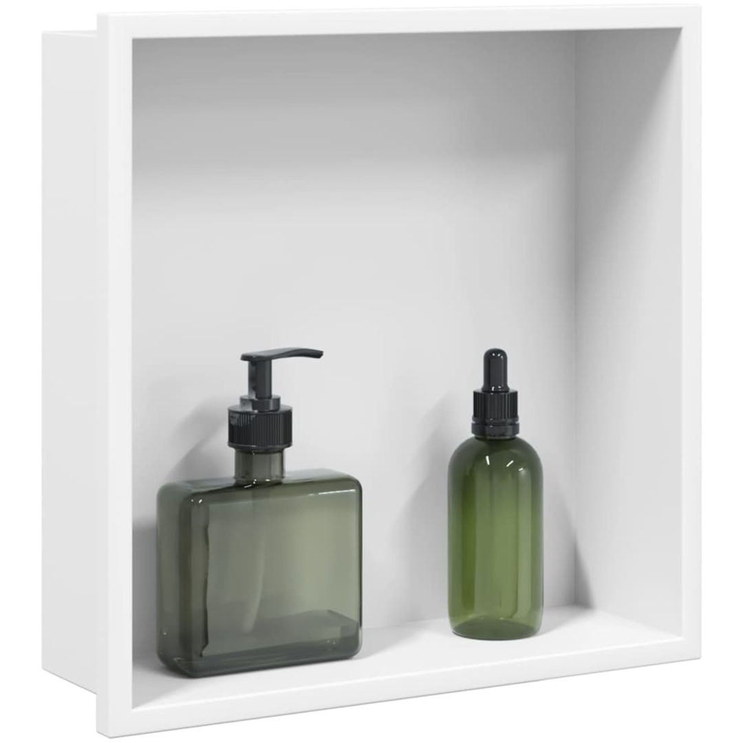 Duschnisch matt vit 32x32x9 cm rostfritt stål vidaXL