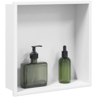 Duschnisch matt vit 32x32x9 cm rostfritt stål vidaXL