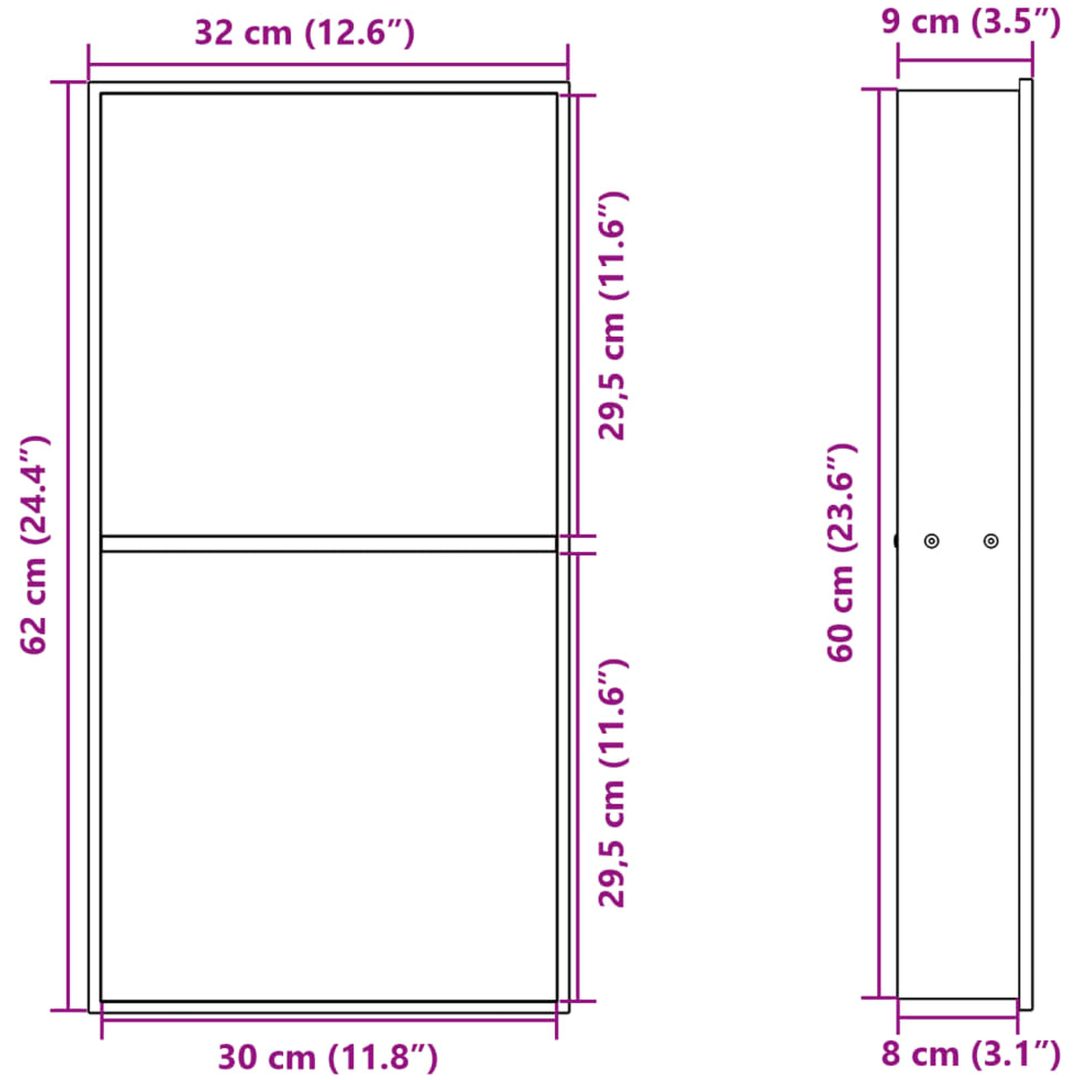 Duschnisch matt vit 32x62x9 cm rostfritt stål vidaXL – bild 8