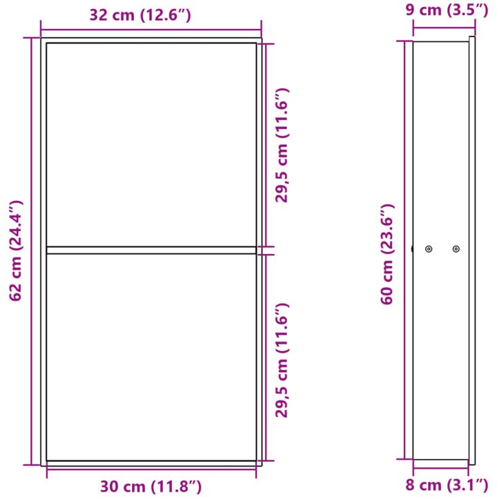 Duschnisch matt vit 32x62x9 cm rostfritt stål vidaXL – bild 8