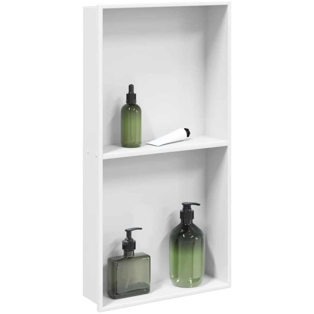 Duschnisch matt vit 32x62x9 cm rostfritt stål vidaXL