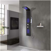 Duschpanel aluminium 20x44x130 cm svart vidaXL