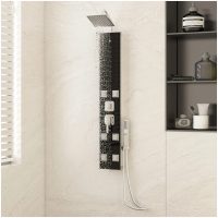 Duschpanel glas 18x45,5x130 cm svart vidaXL