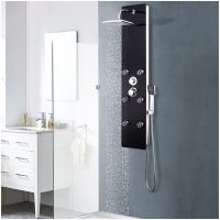 Duschpanel glas 25x44,6x130 cm svart vidaXL