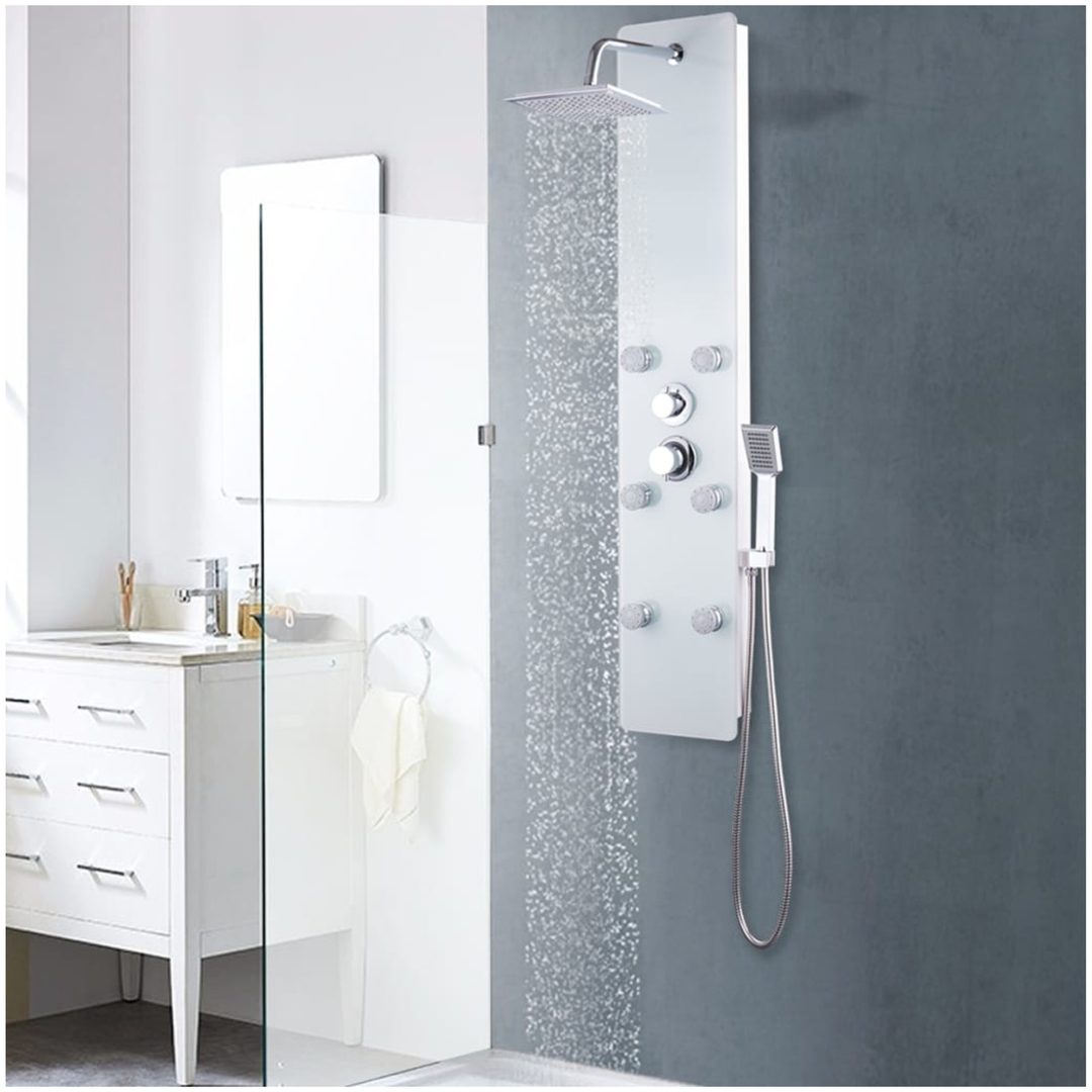 Duschpanel glas 25x44,6x130 cm vit vidaXL
