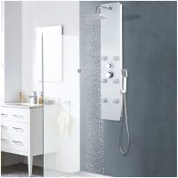 Duschpanel glas 25x44,6x130 cm vit vidaXL