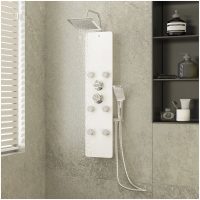 Duschpanel glas 25x47,5x130 cm vit vidaXL