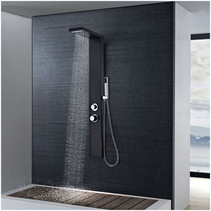 Duschpanelsystem aluminium matt svart vidaXL 15 x 47 x 130 cm – bild 2
