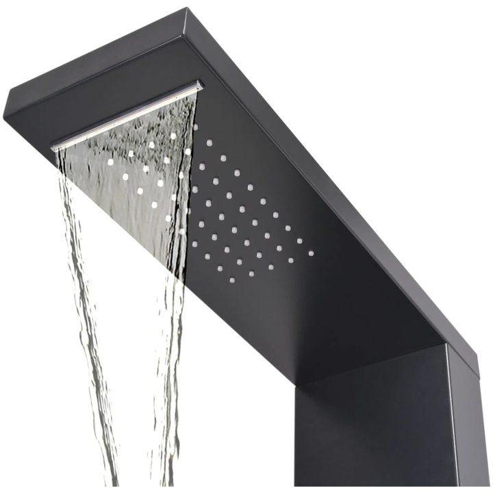 Duschpanelsystem aluminium matt svart vidaXL 15 x 47 x 130 cm – bild 5