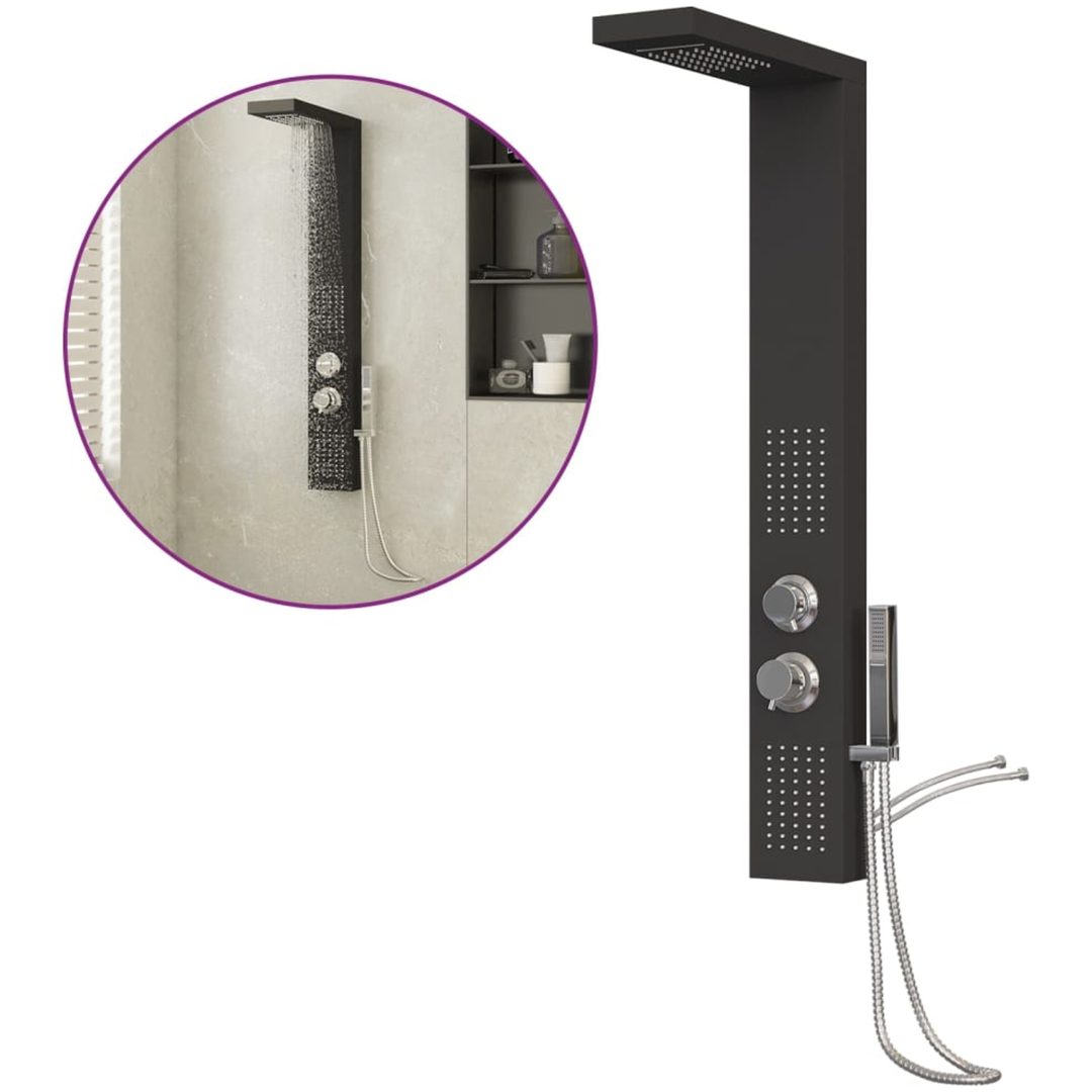 Duschpanelsystem aluminium svart vidaXL 15 x 47 x 114 cm – bild 2