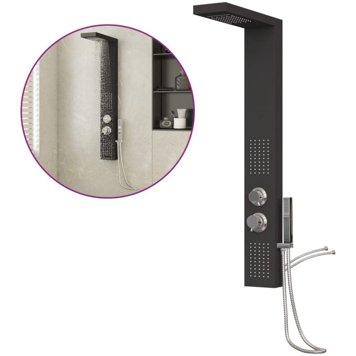 Duschpanelsystem aluminium svart vidaXL 15 x 47 x 114 cm – bild 2