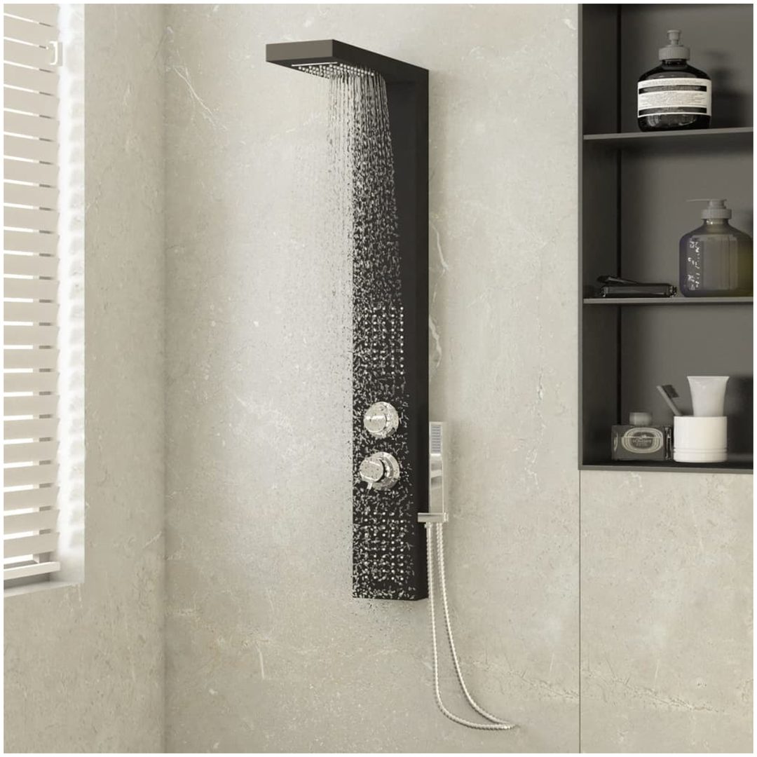 Duschpanelsystem aluminium svart vidaXL 15 x 47 x 114 cm