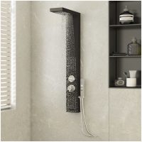 Duschpanelsystem aluminium svart vidaXL