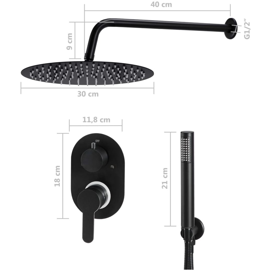 Duschsystem rostfritt stål 201 svart vidaXL – bild 6