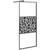 Duschvägg ESG-glas med stendesign svart vidaXL 80 x 195 cm – miniatyr 2