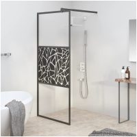 Duschvägg ESG-glas med stendesign svart vidaXL