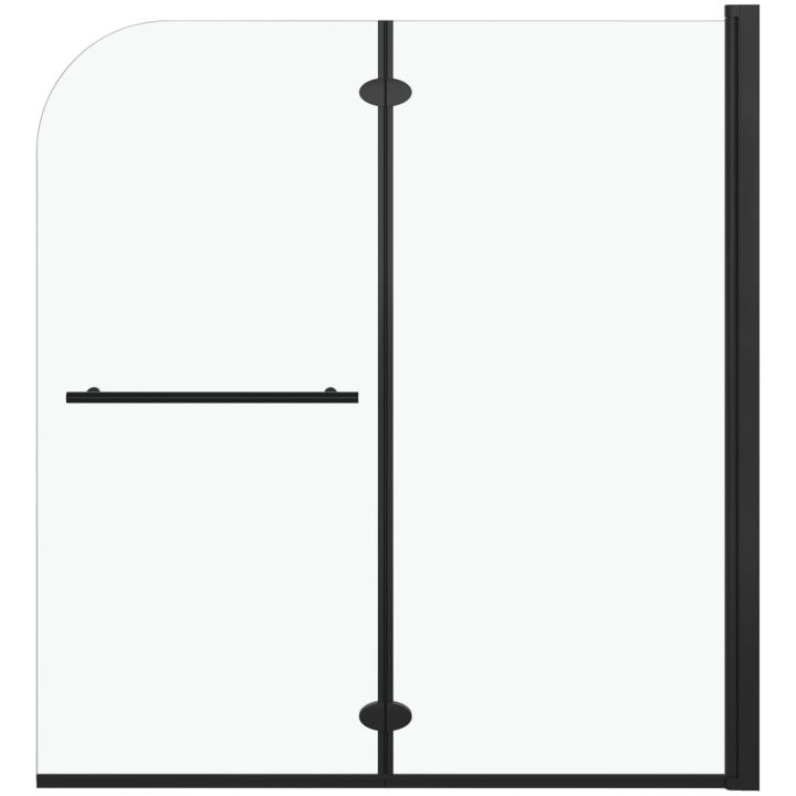 Duschvägg fällbar 2 paneler ESG svart vidaXL 120 x 140 cm – bild 2