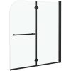 Duschvägg fällbar 2 paneler ESG svart vidaXL 120 x 140 cm – miniatyr 3