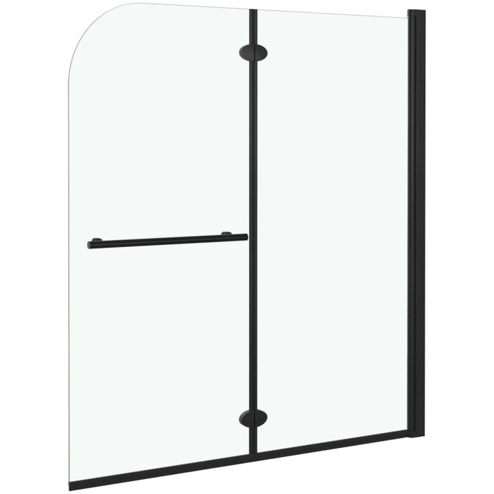 Duschvägg fällbar 2 paneler ESG svart vidaXL 120 x 140 cm – bild 3