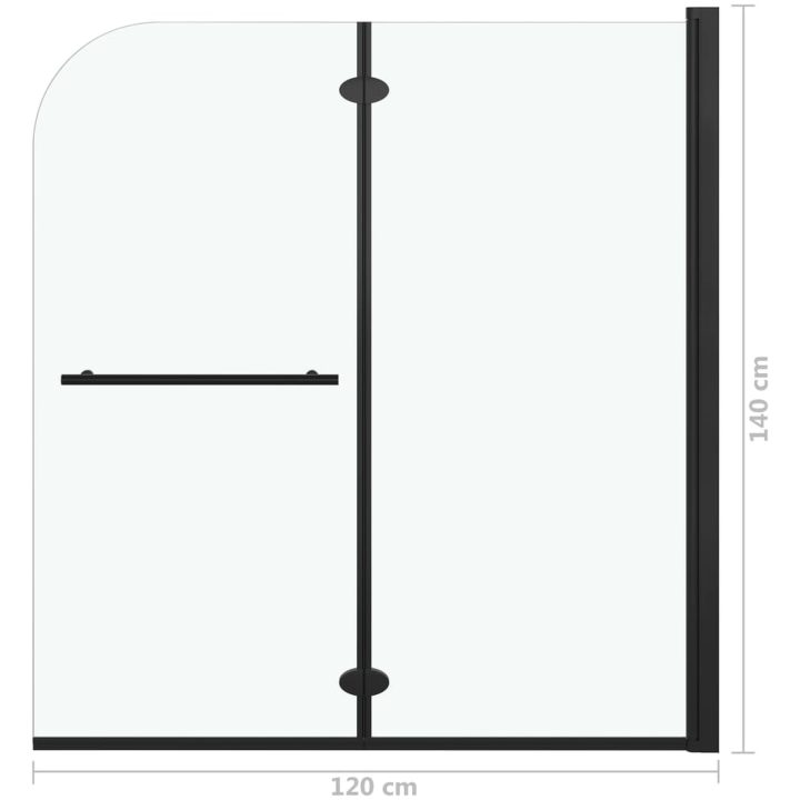 Duschvägg fällbar 2 paneler ESG svart vidaXL 120 x 140 cm – bild 7
