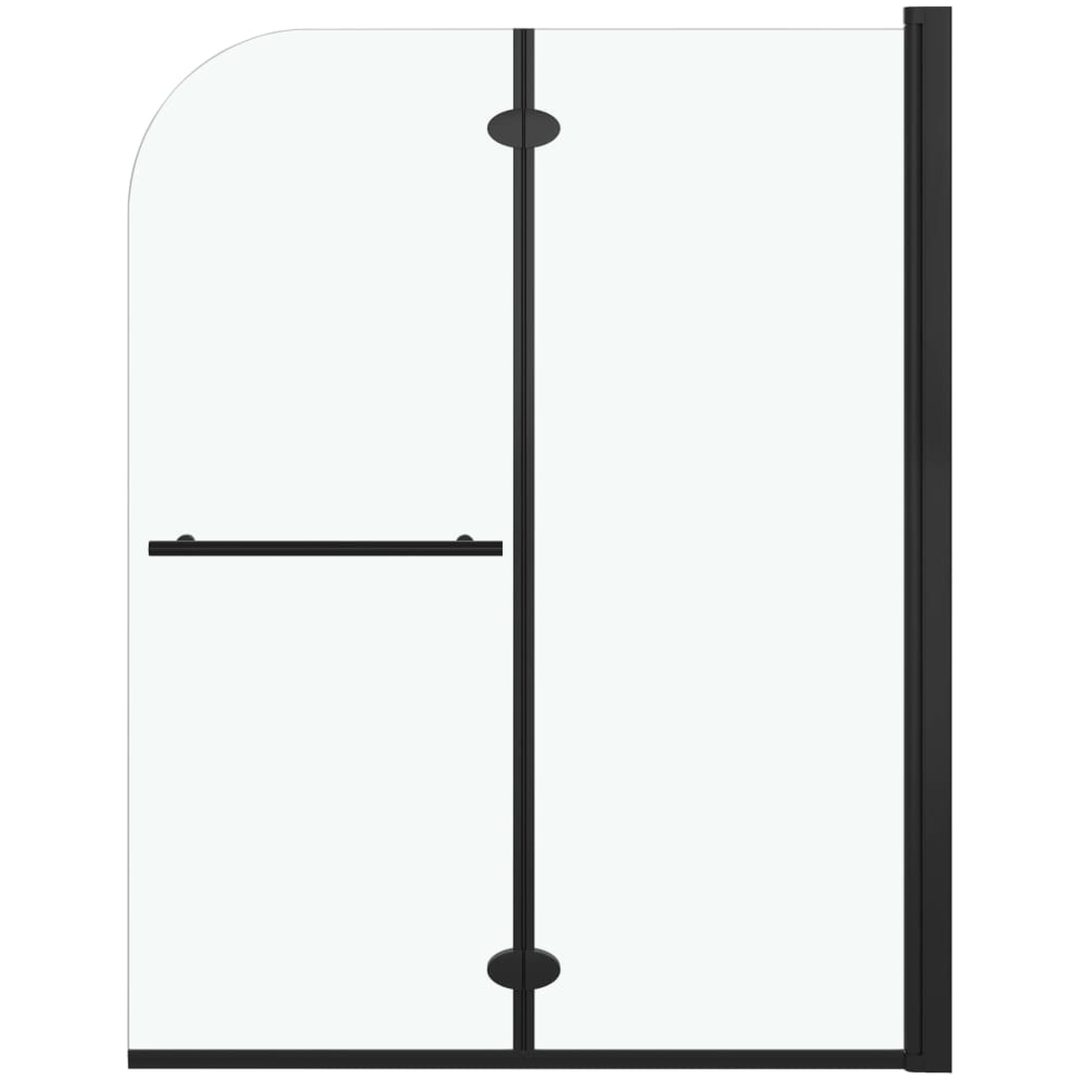 Duschvägg fällbar 2 paneler ESG svart vidaXL 95 x 140 cm – bild 2