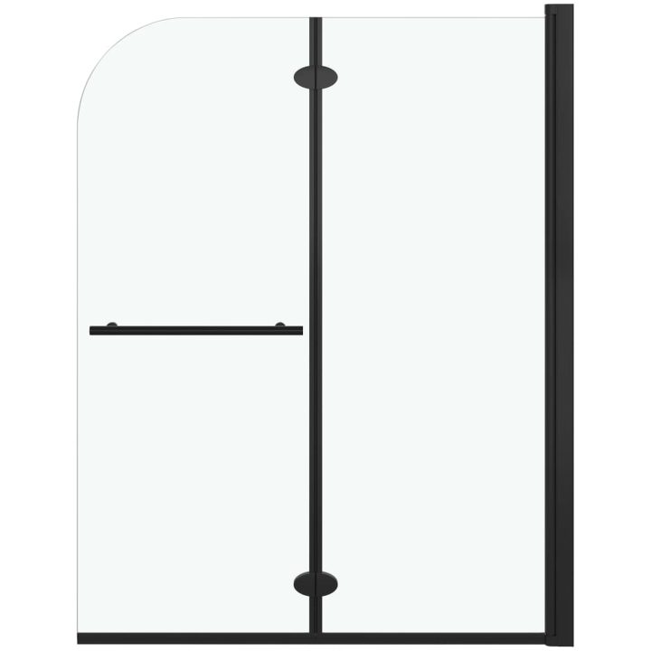 Duschvägg fällbar 2 paneler ESG svart vidaXL 95 x 140 cm – bild 2