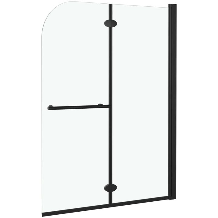 Duschvägg fällbar 2 paneler ESG svart vidaXL 95 x 140 cm – bild 3