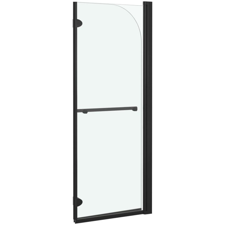 Duschvägg fällbar 2 paneler ESG svart vidaXL 95 x 140 cm – bild 4