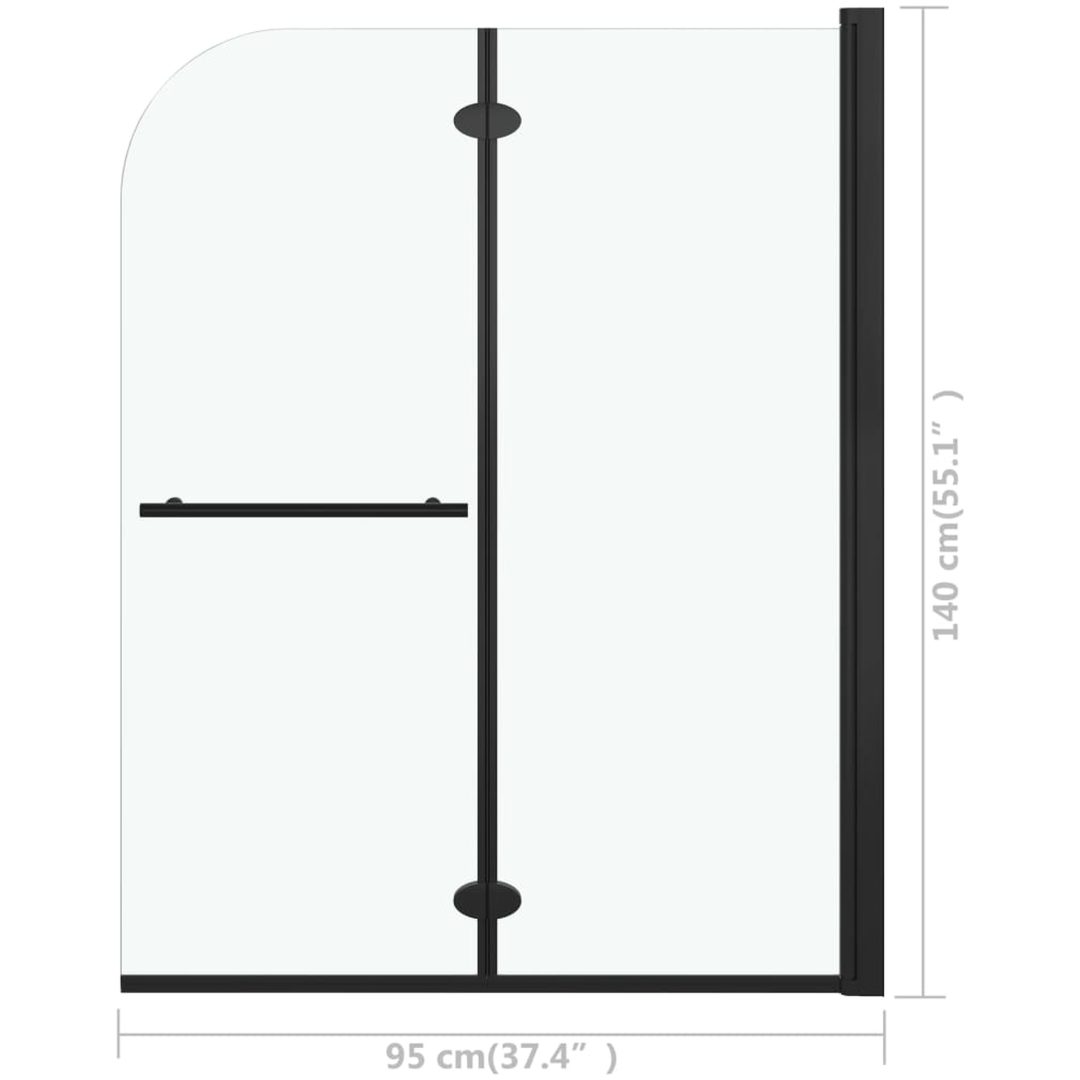 Duschvägg fällbar 2 paneler ESG svart vidaXL 95 x 140 cm – bild 7