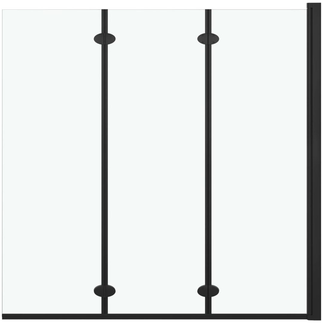 Duschvägg fällbar 3 paneler ESG svart vidaXL 130 x 138 cm – bild 2
