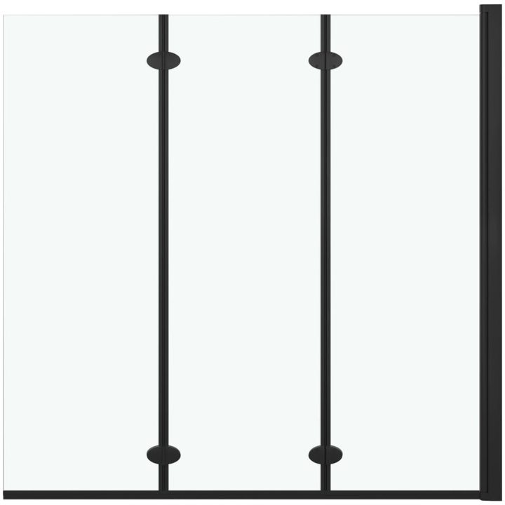 Duschvägg fällbar 3 paneler ESG svart vidaXL 130 x 138 cm – bild 2