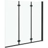 Duschvägg fällbar 3 paneler ESG svart vidaXL 130 x 138 cm – miniatyr 3