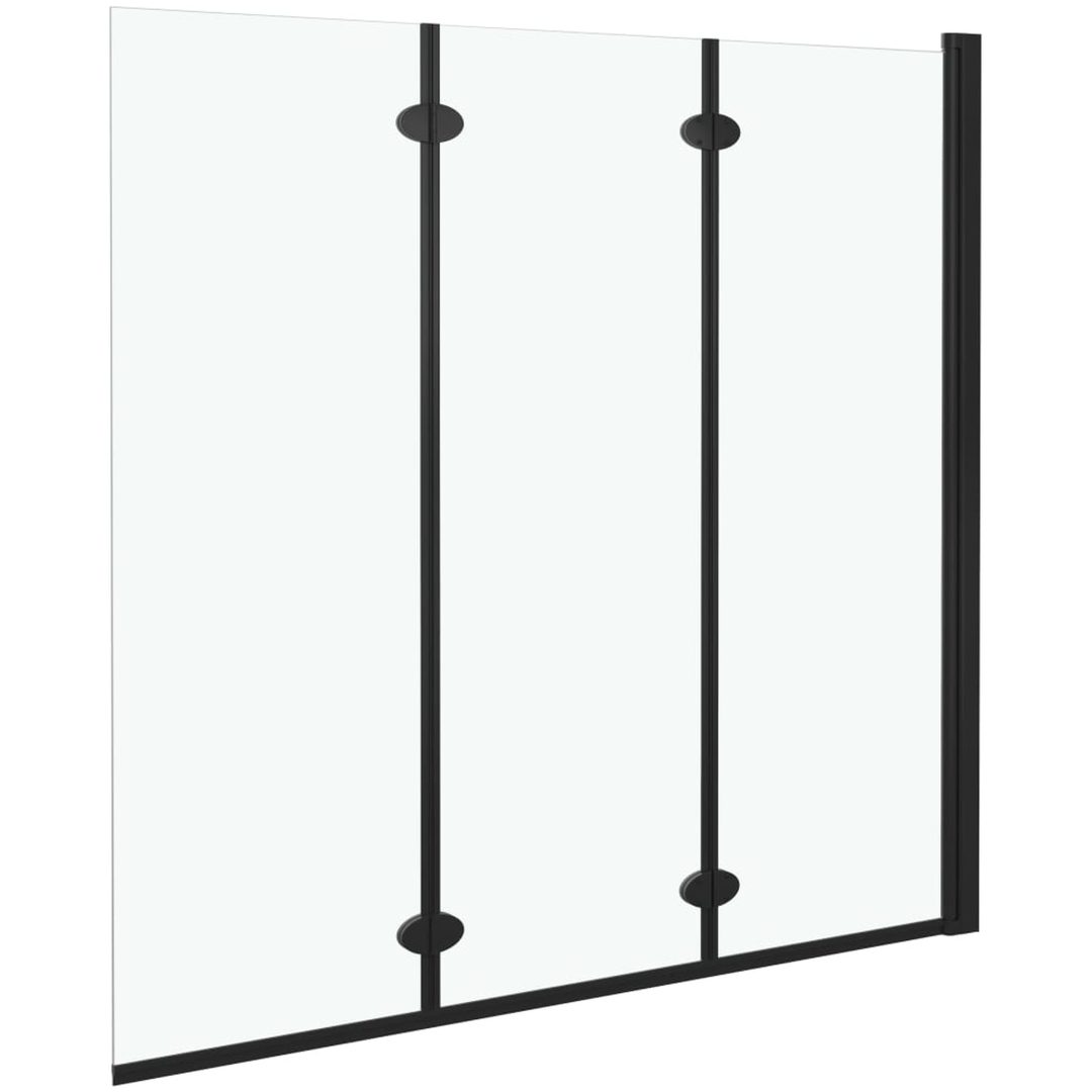 Duschvägg fällbar 3 paneler ESG svart vidaXL 130 x 138 cm – bild 3