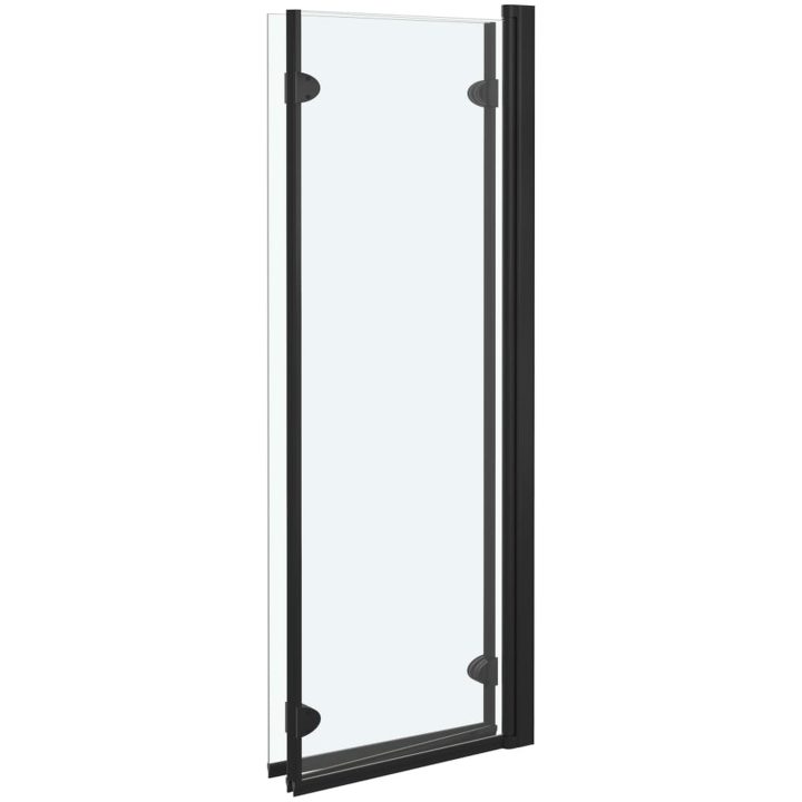 Duschvägg fällbar 3 paneler ESG svart vidaXL 130 x 138 cm – bild 4