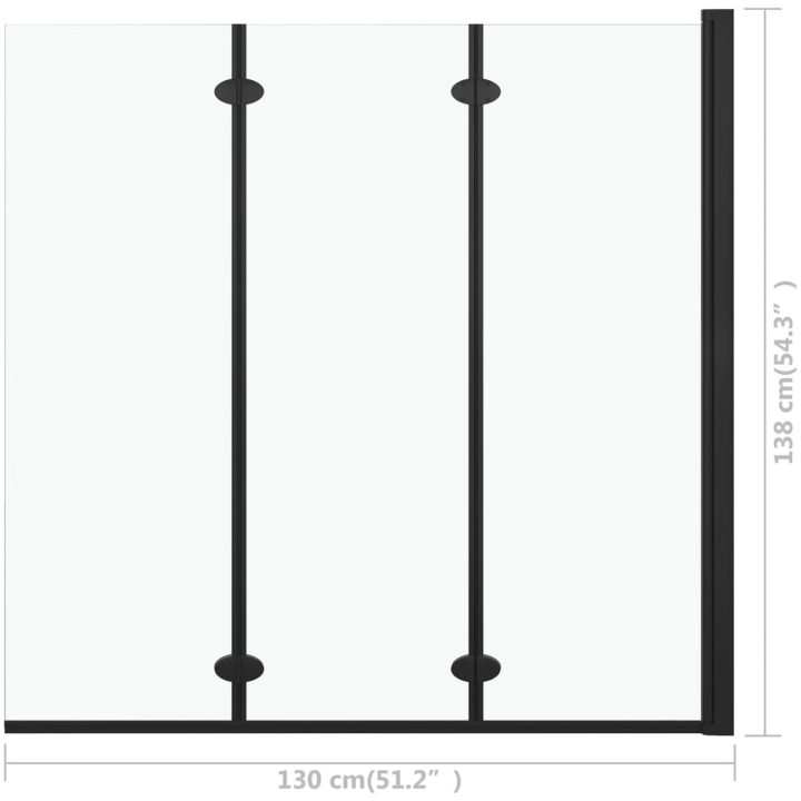 Duschvägg fällbar 3 paneler ESG svart vidaXL 130 x 138 cm – bild 7