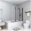 Duschvägg fällbar 3 paneler ESG svart vidaXL 130 x 138 cm – miniatyr 1
