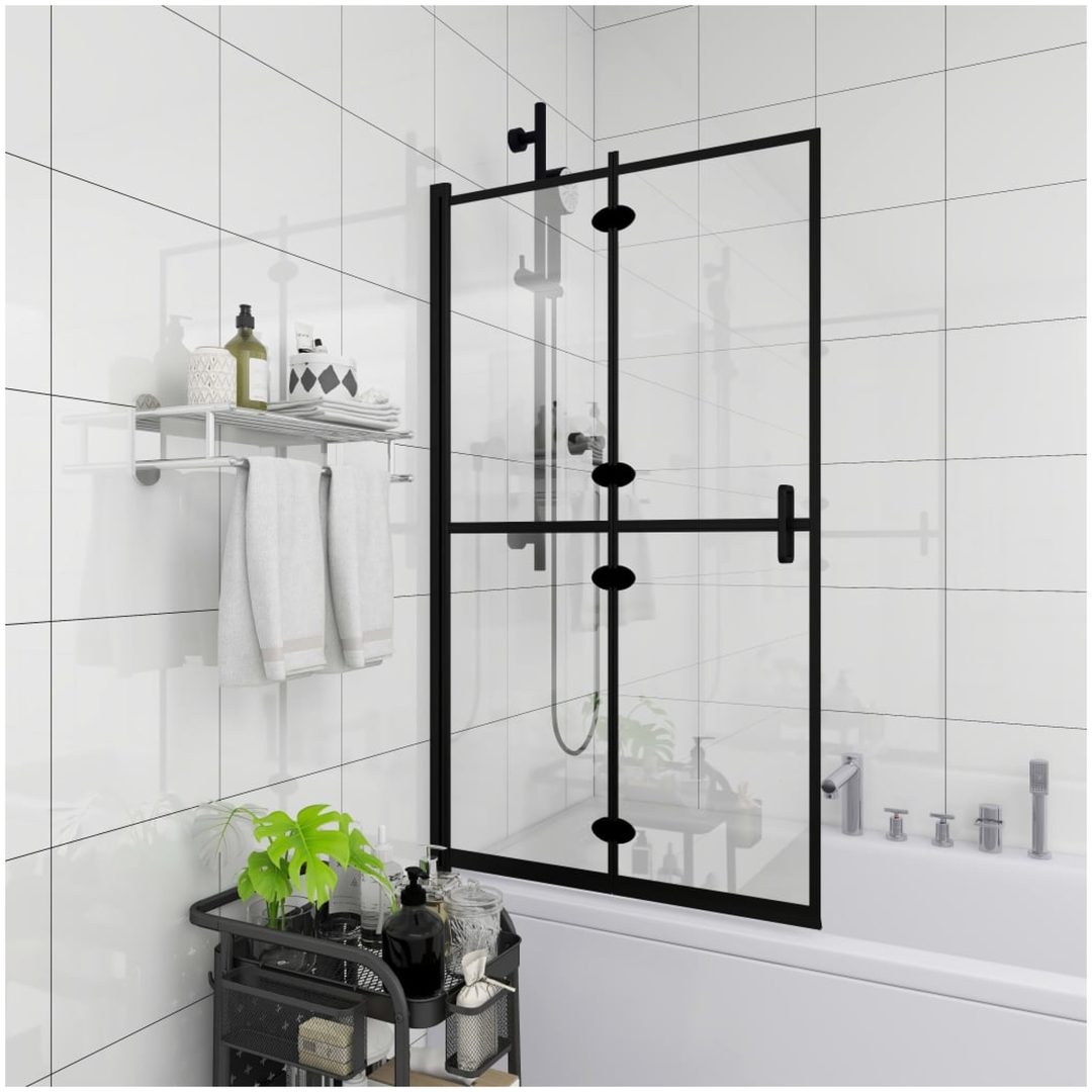 Duschvägg fällbar ESG svart vidaXL 100 x 140 cm – bild 3