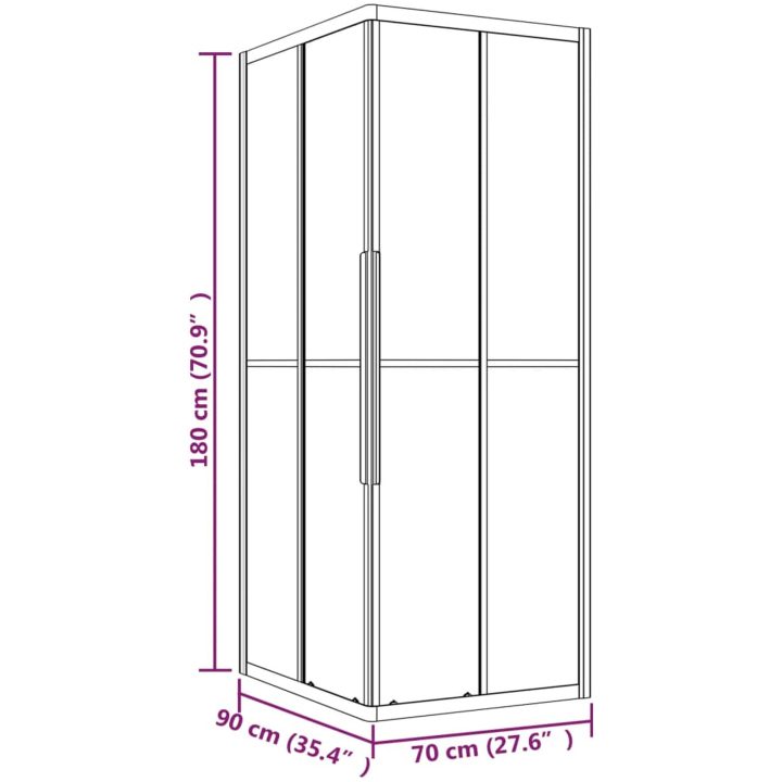 Duschvägg frostad ESG vidaXL 90 x 70 x 180 cm – bild 10
