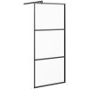 Duschvägg frostat ESG-glas svart vidaXL 80 x 195 cm – miniatyr 2