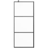 Duschvägg frostat ESG-glas svart vidaXL 80 x 195 cm – miniatyr 3