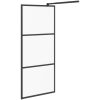 Duschvägg frostat ESG-glas svart vidaXL 80 x 195 cm – miniatyr 4